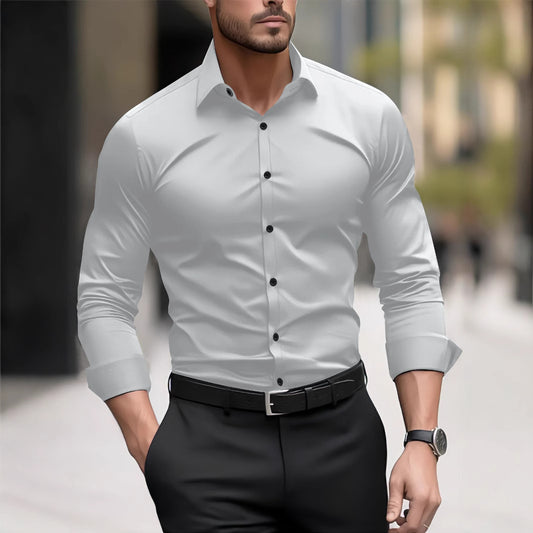 Men's Business Casual Long Sleeve Shirt