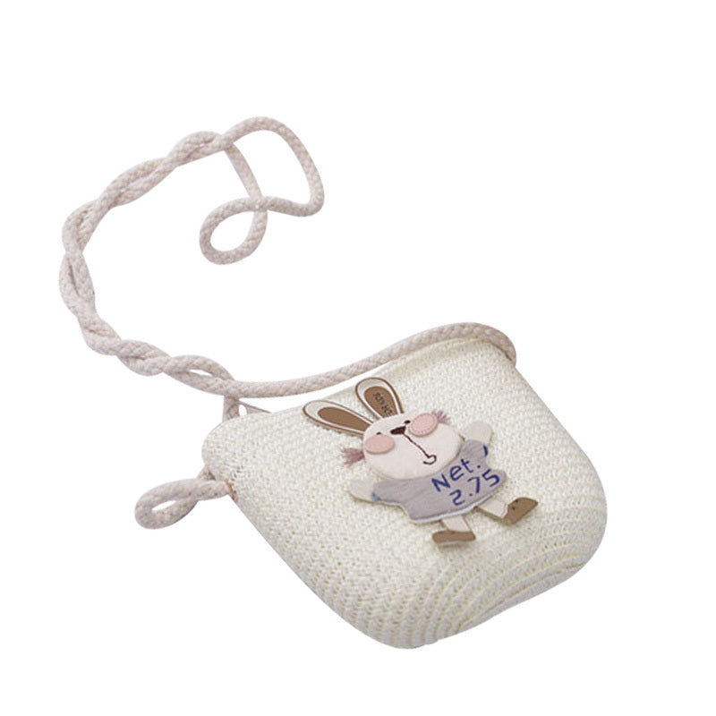 Cute Rabbit Decoration Bag, Two-Piece Straw Hat