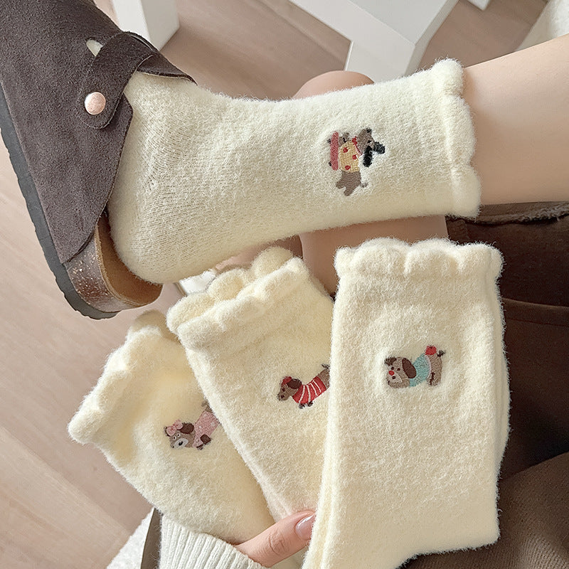 Cartoon Puppy Warm Socks for women