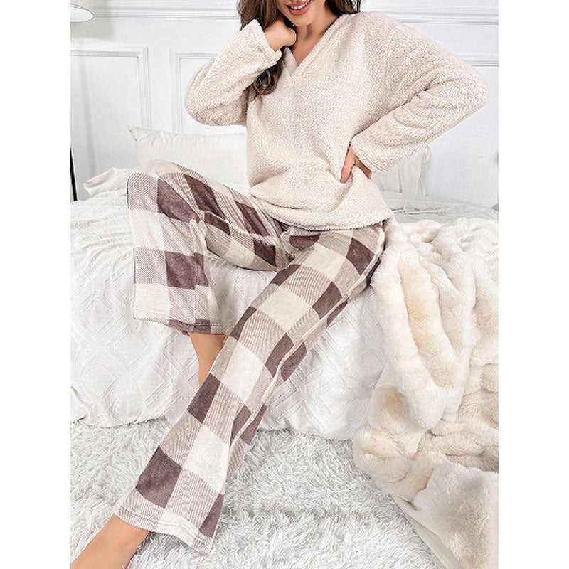 Thermal Flannel Home Wear, Loose Two-piece Suit