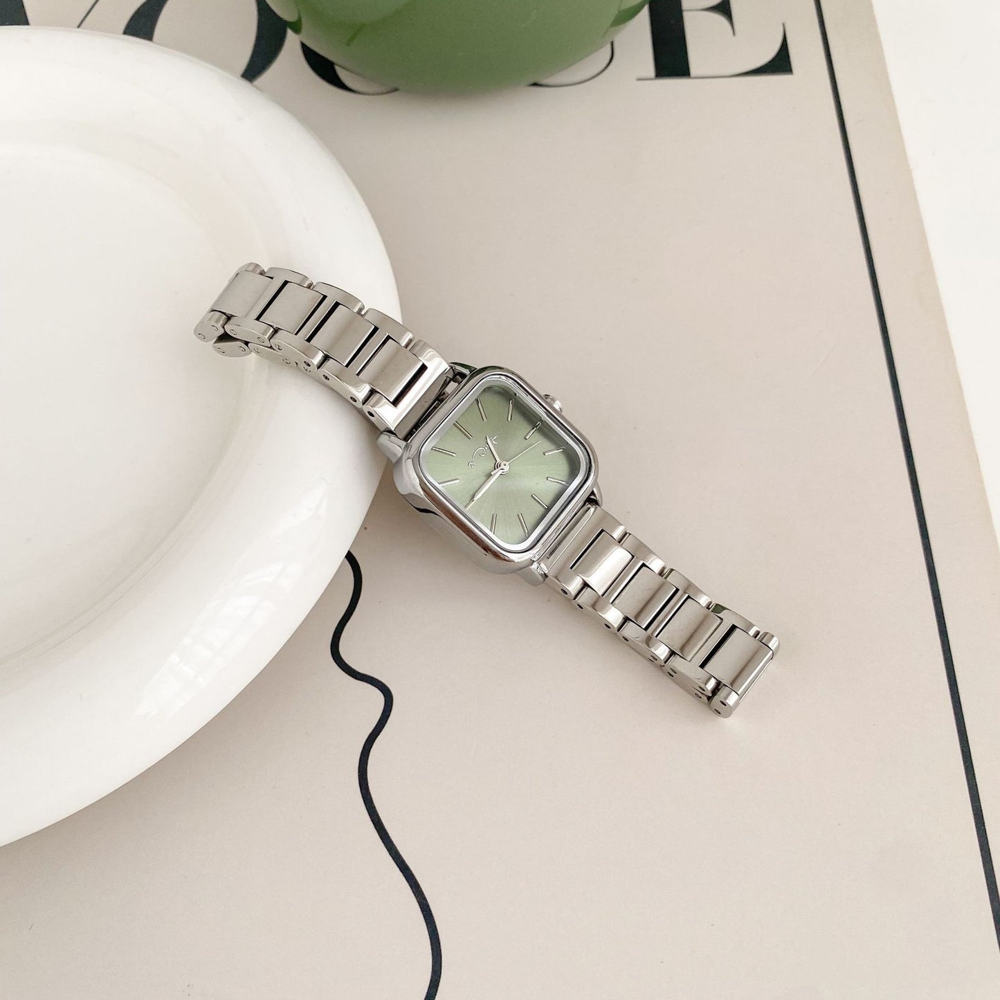 Retro Small Square Watch, Female Steel Strap Watch