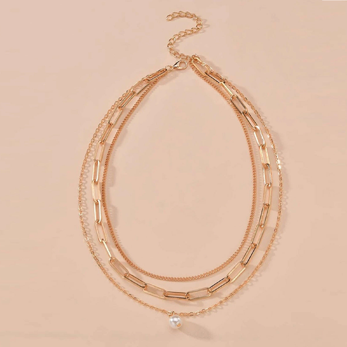 Multi-layer Imitation Pearl Pendant, Women's Necklace, Short Clavicle Chain