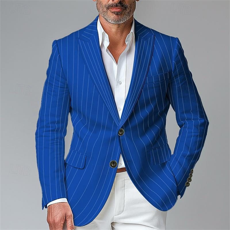 Single Row Two Button Plaid Blazer for Men