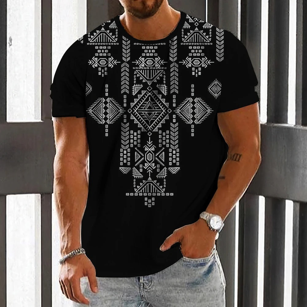 Loose Summer Round Short Sleeved T-shirt for Men