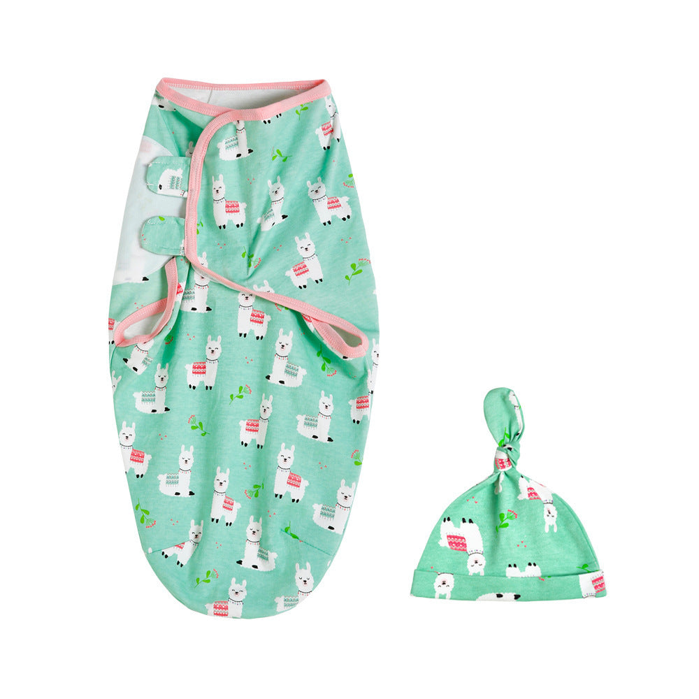 Cotton Baby Towel, Anti-startle Swaddling Sleeping Bag, Containing Beanie