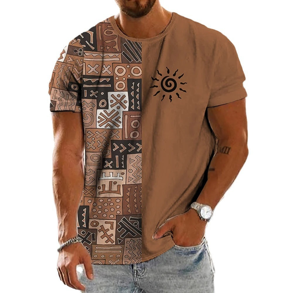 Loose Summer Round Short Sleeved T-shirt for Men