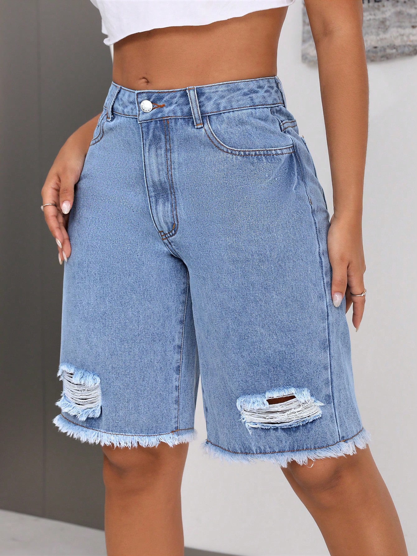 Casual Ripped Jeans Shorts for Women